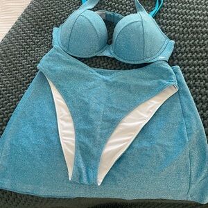 Victoria's Secret Blue Bikini Set with Triangle Top
